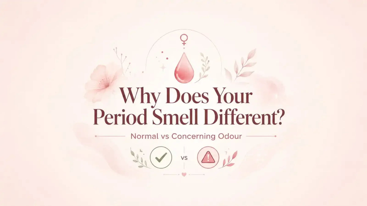 Woman learning about normal and concerning period odours, menstrual hygiene and signs of vaginal infection.