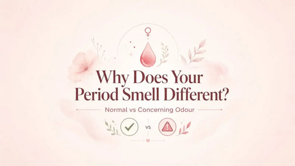 Woman learning about normal and concerning period odours, menstrual hygiene and signs of vaginal infection.