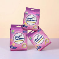 Moyo Comforts 3-pack sanitary pants bundle with S-M, M-L, and L-XL sizes for comfortable leak-proof menstrual protection and all-day confidence.