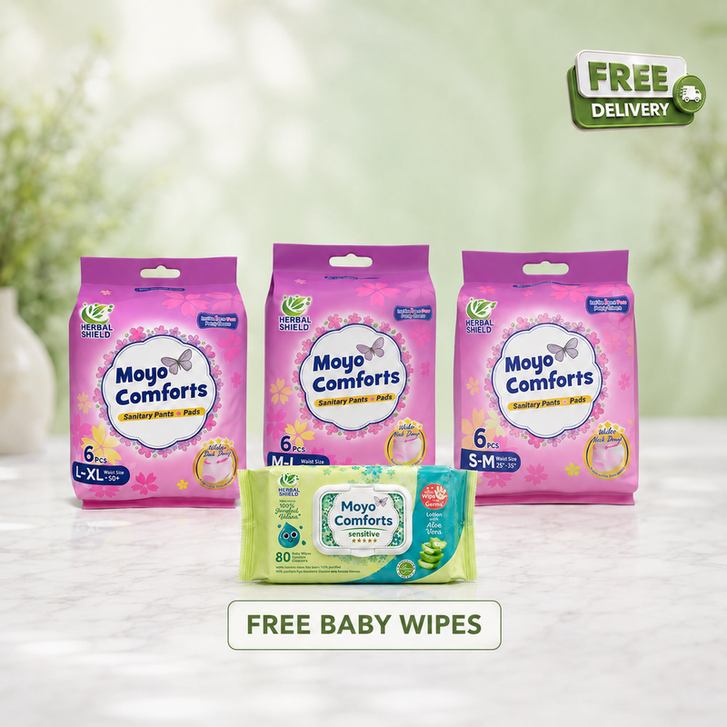 3 Sanitary Pants + 1 FREE Sensitive Baby Wipes Pack + 3 FREE Panty Liners