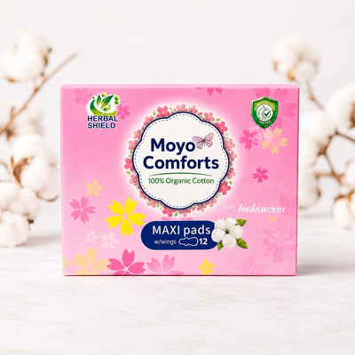 Moyo Comforts 100% organic cotton maxi pads with wings for period care in Nairobi, Kenya