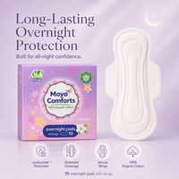 2 Pack Overnight Pads - 100% Organic Cotton