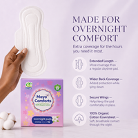 2 Pack Overnight Pads - 100% Organic Cotton